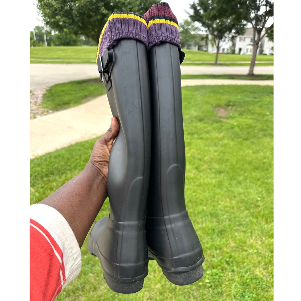 Hunter Women's Original Tall Rain Boots US Size 6 Matte Black With Boot Socks - Picture 10 of 15